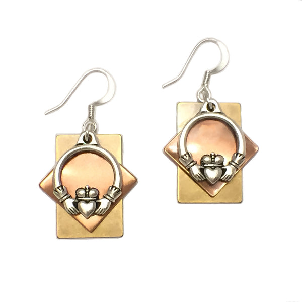 Layered Gold-Toned Claddagh Earring