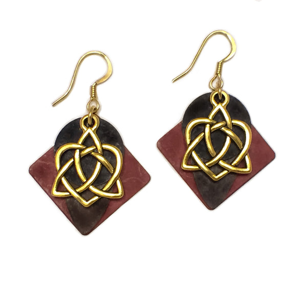 Layered Gold-Toned Patina Celtic Eternity Love Knot Earring